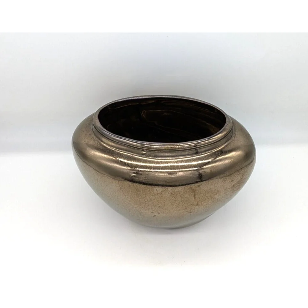 Vintage Haeger Pottery Metallic Bronze Glaze Vase Planter Pot Large 5.5